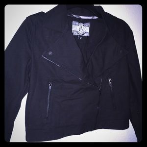 Rebel 8 cropped denim Moto jacket